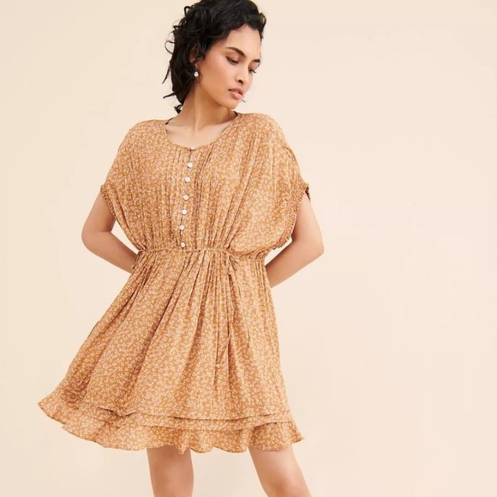 FREE PEOPLE Women's One Fine Day Mini Dress Size XL in Milk Chocolate Combo